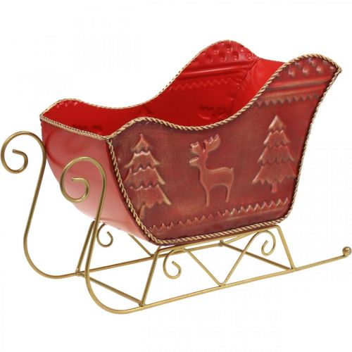 Karácsonyi dekoráció deko szán Karácsonyi szán piros/arany 30×12,5×20 cm