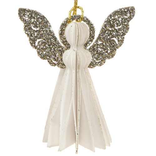 Floristik24 Karácsonyi dekorációs papír Karácsonyfadíszek fehér 6cm 12 db