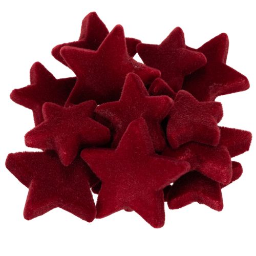 Karácsonyi díszek, csillagok, bordói mintás, asztaldísz, 4-5 cm, 40 darab vétel | Floristik24.hu