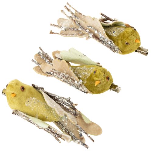 tételeket Karácsonyi dekorációs madárcsipesz zöld, csillámos 12cm 6db vegyes