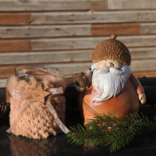 tételeket Karácsonyi dekoráció lámpás üveg műszőrme H12cm Ø9,5cm 3db