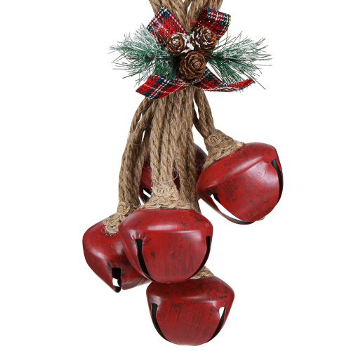 tételeket Karácsonyi függődekoráció, piros harangok masnival, 51cm, ünnepi függődekoráció, karácsonyi dísz, ajtókoszorú