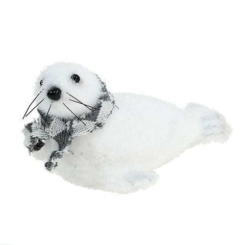 Floristik24 Karácsonyi díszpecsét bolyhos fehér 15cm 2db