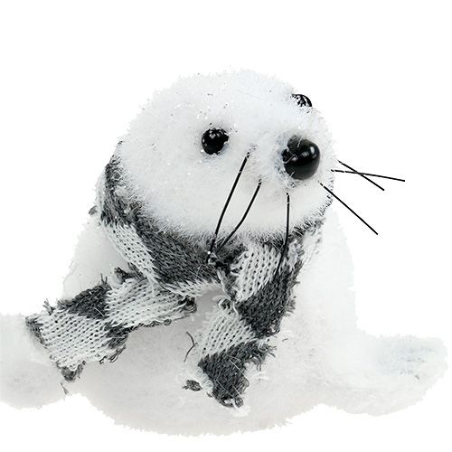 Floristik24 Karácsonyi díszpecsét bolyhos fehér 15cm 2db