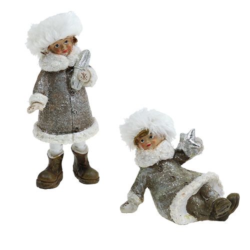 Floristik24 Karácsonyi figura szürke-fehér 13cm 2db
