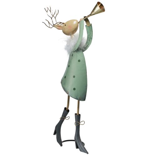 tételeket Karácsonyi figura fém trombita szarvas zöld arany 51cm
