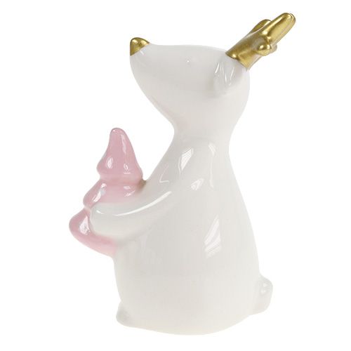Floristik24 Karácsonyi figura rénszarvas fehér 11cm, 12cm 2db