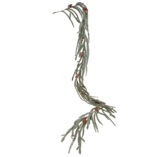 tételeket Karácsonyi girland, fenyőgirland tobozokkal és dérhatással, 180 cm-es dekoráció az ünnepi hangulatért