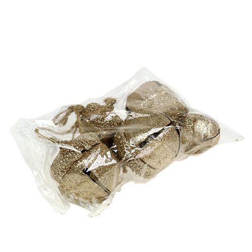 Floristik24 Dekoratív fogas makk 3cm-5cm pezsgő L16cm 3db