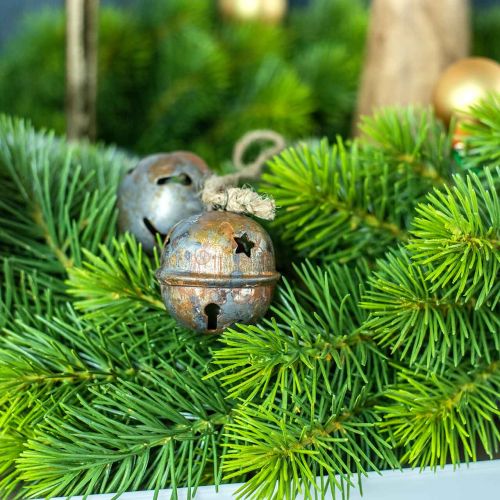 tételeket Karácsonyi harangok, csillagos harangok, adventi dekoráció fém antik megjelenés H5,5cm Ø5cm 4db