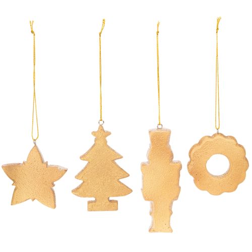 Karácsonyi díszek, mézeskalács, cukormázas mintás, diótörő, csillag, fa, koszorú, 6 cm, 4 darab | Floristik24.hu