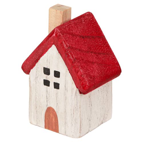 Floristik24 Karácsonyi házikó fa karácsonyfadísz fehér piros 7cm 6 darab