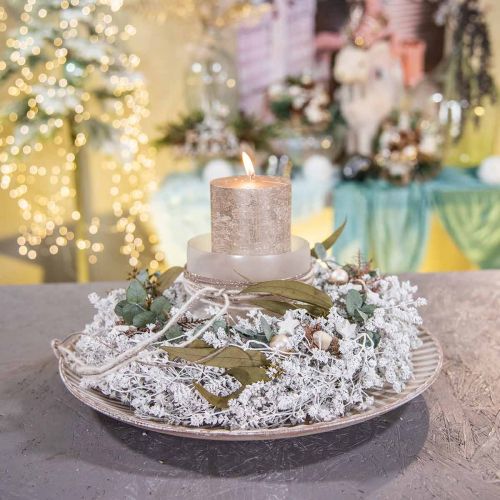 Floristik24 Karácsonyi koszorú fehér szárított virág koszorú lenvászon Ø34cm