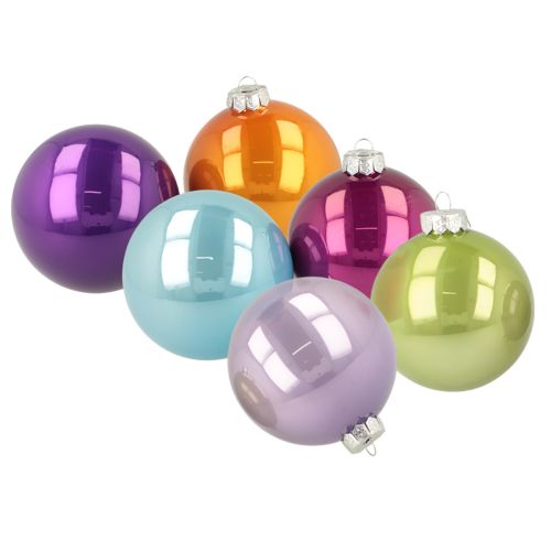 Fényes karácsonyi gömbdíszek, 10 darabos készlet, vegyes színek, 95 mm