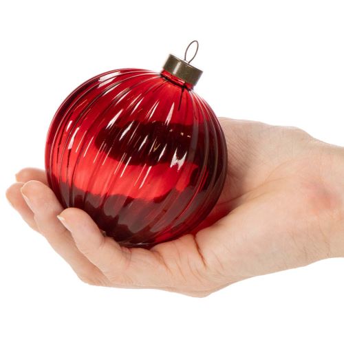 Karácsonyi gömbdíszek, üveg, piros, 8 cm, 12 darab | Floristik24.hu
