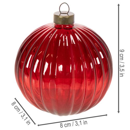 Karácsonyi gömbdíszek, üveg, piros, 8 cm, 12 darab | Floristik24.hu