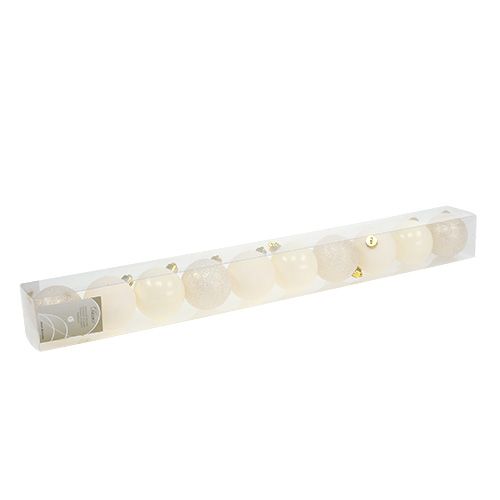 Floristik24 Karácsonyi golyó műanyag krém Ø60mm 10db