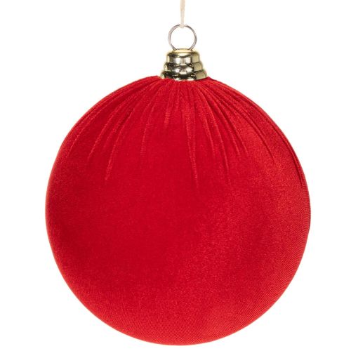 Piros bársonyhatású karácsonyfadísz, nagy, 20 cm-es karácsonyfadísz, 3 darab