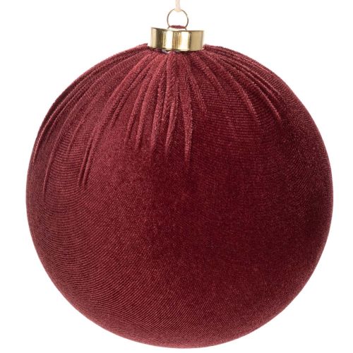 Karácsonyi gömbdísz, vörös bársony hatású, akasztásra, 15 cm, 3 darab vétel | Floristik24.hu