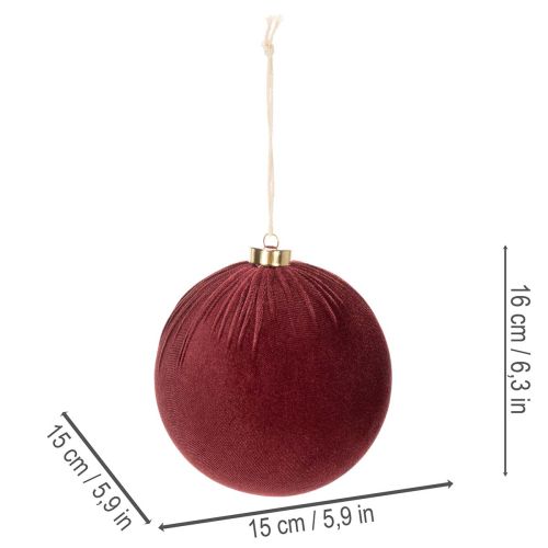 Karácsonyi gömbdísz, vörös bársony hatású, akasztásra, 15 cm, 3 darab | Floristik24.hu