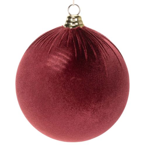 Nagy, piros bársonyhatású karácsonyfadísz, 20 cm, 3 darab
