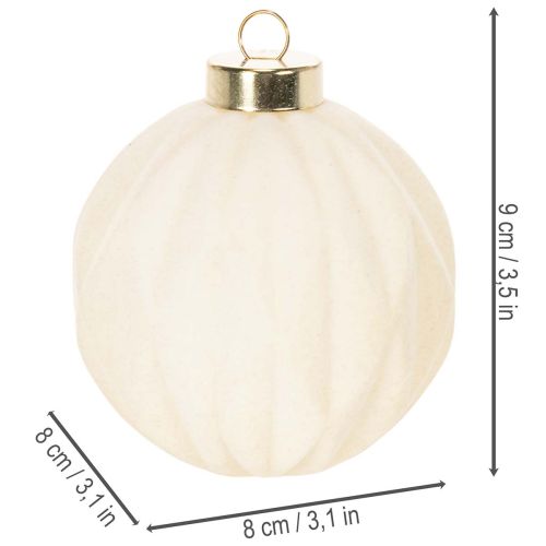 Karácsonyi gömbdísz fehér színben, vegyes textúrák, 8 cm, 12 darab | Floristik24.hu