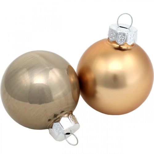 tételeket Fadísz keverék, karácsonyi labdák, mini fa medálok arany / barna / gyöngyház / bézs H4,5cm Ø4cm valódi üveg 24db
