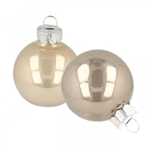 Floristik24 Karácsonyfa labdák, mini fagolyók, karácsonyi díszek bézs / gyöngyház keverék H4,5cm Ø4cm valódi üveg 24db