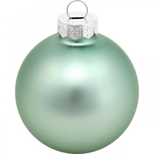 tételeket Karácsonyfadíszek, fagolyó mix, mini karácsonyi labdák zöld menta H4,5cm Ø4cm valódi üveg 24db