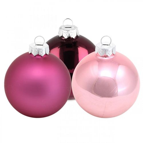 Karácsonyi labdák, fadíszek, üveggolyók lila H8,5cm Ø7,5cm valódi üveg 12db