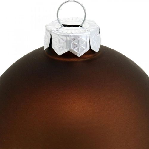 tételeket Karácsonyfa golyó, fadíszek, karácsonyi labdák barna H6,5cm Ø6cm valódi üveg 24db