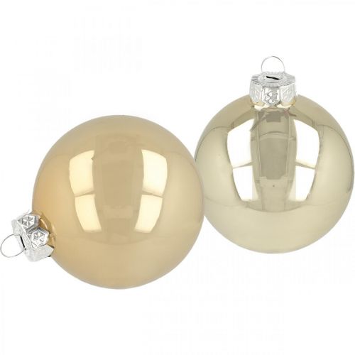 Floristik24 Karácsonyfa golyók, fadíszek, üveggolyók fehér / gyöngyház H8,5cm Ø7,5cm valódi üveg 12db