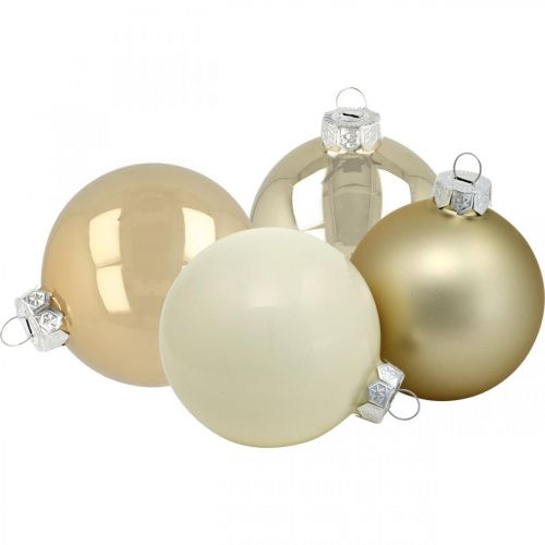 Floristik24 Karácsonyfa golyók, fadíszek, üveggolyók fehér / gyöngyház H8,5cm Ø7,5cm valódi üveg 12db