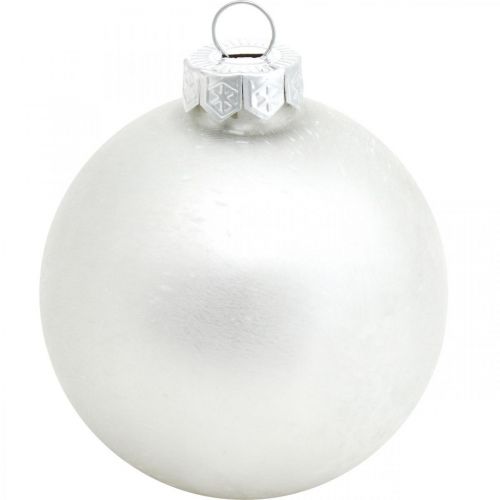 tételeket Fa medál, hógömb, karácsonyfadíszek, téli dekoráció fehér H4,5cm Ø4cm valódi üveg 24db