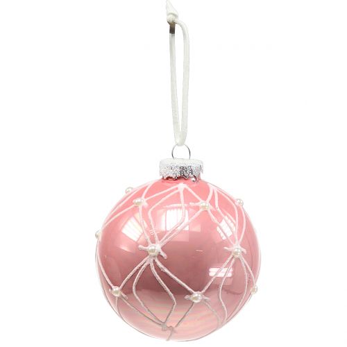Floristik24 Gyöngyös karácsonyi labdák rózsaszín Ø8cm 3db