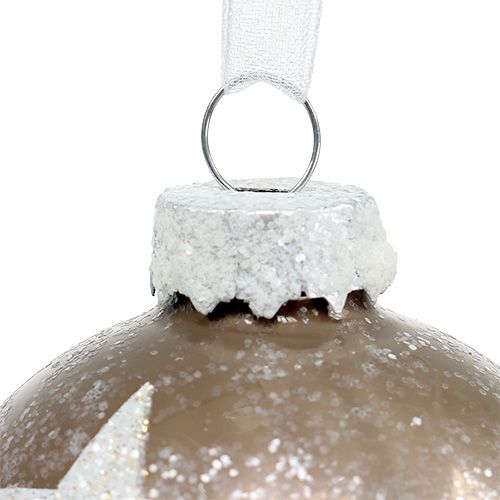 Floristik24 Csillagmintás karácsonyi golyóspohár világosbarna Ø6cm 6db