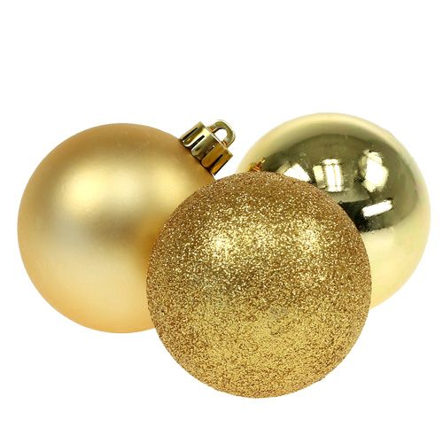 Floristik24 Karácsonyi golyó műanyag arany 6cm 10db