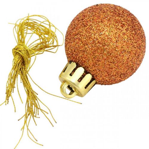 Floristik24 Mini karácsonyfa labda, fadísz mix, karácsonyi golyó narancs Ø2,5cm műanyag 14db