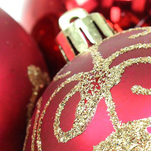 Floristik24 Karácsonyi golyó műanyag rubin Ø70mm 8db