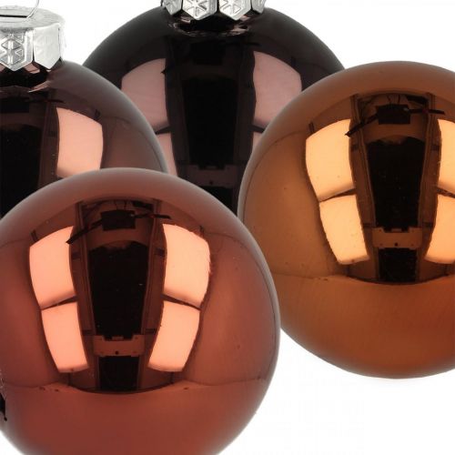 tételeket Karácsonyfa labdák, fadíszek, karácsonyi golyó barna H6,5cm Ø6cm valódi üveg 24db