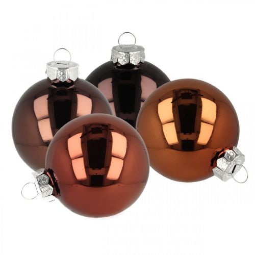 Floristik24 Karácsonyfa labdák, fadíszek, karácsonyi golyó barna H6,5cm Ø6cm valódi üveg 24db