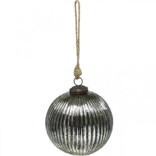 Floristik24 Karácsonyi labdák üveg Karácsonyfa golyók ezüst hornyokkal Ø12cm 2db