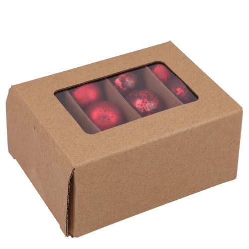 tételeket Karácsonyi golyók piros vintage üvegből mini Ø3cm 22 db