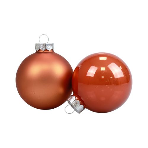 tételeket Karácsonyi labdák üveg Karácsonyfa golyók vörösesbarna Ø6,5cm 24db