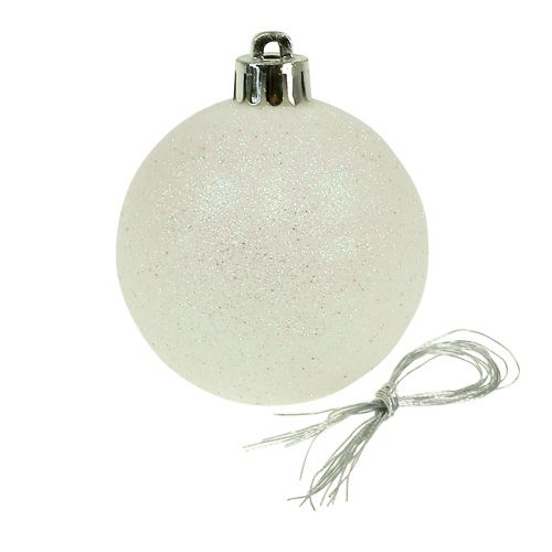 tételeket Karácsonyi labdák műanyag fehér-gyöngyház Ø6cm 10db