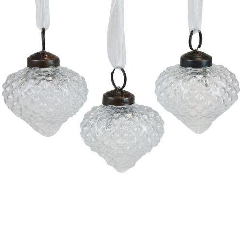 Floristik24 Karácsonyi díszek üveg dekoráció hagyma átlátszó gyémánt Ø5,5cm 9 db