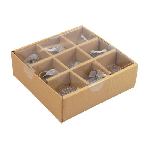 tételeket Karácsonyi díszek üveg dekoráció hagyma átlátszó gyémánt Ø5,5cm 9 db