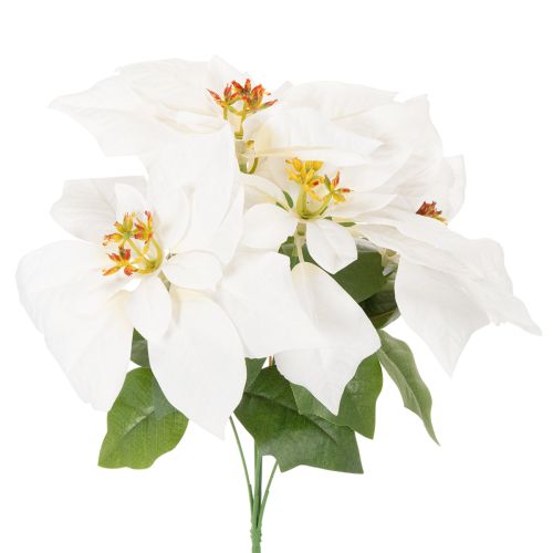 Mesterséges mikulásvirág, fehér, nagy virágú, dísznövény, 40cm