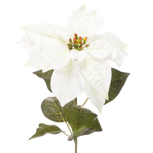 Műfehér mikulásvirág, nagy virágú ágdísz, 65 cm, 2 darab