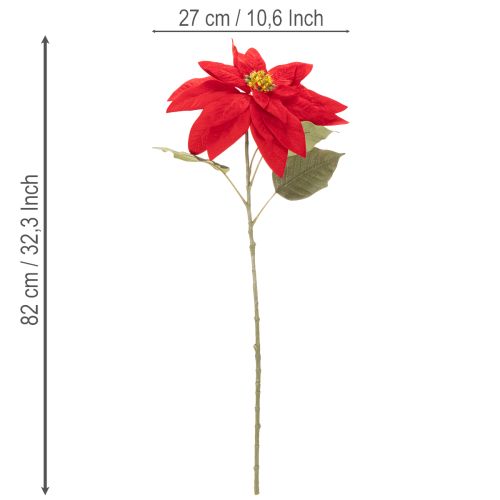 Mesterséges mikulásvirág piros, egyszárú dekoráció 82 cm | Floristik24.hu